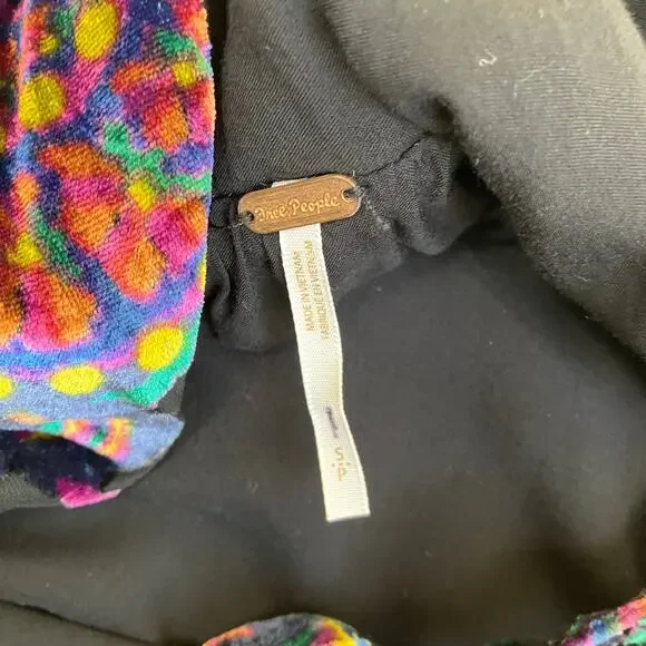 Free People Sz S All the Time Velvet Mini Dress in Dark Night Combo Boho Sexy - Picture 15 of 16